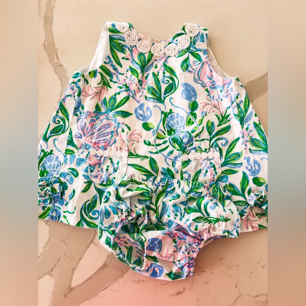 Floral Green & Blue Shift Dress